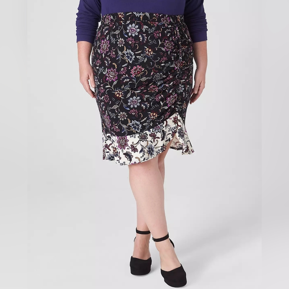 💜 Lane Bryant Wrap Ruched Flounce Skirt. New! Size 18/20